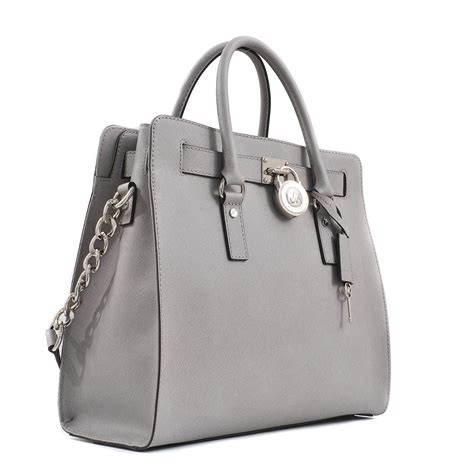 michael kors hamilton satchel gray|Michael Kors Hamilton studded bag.